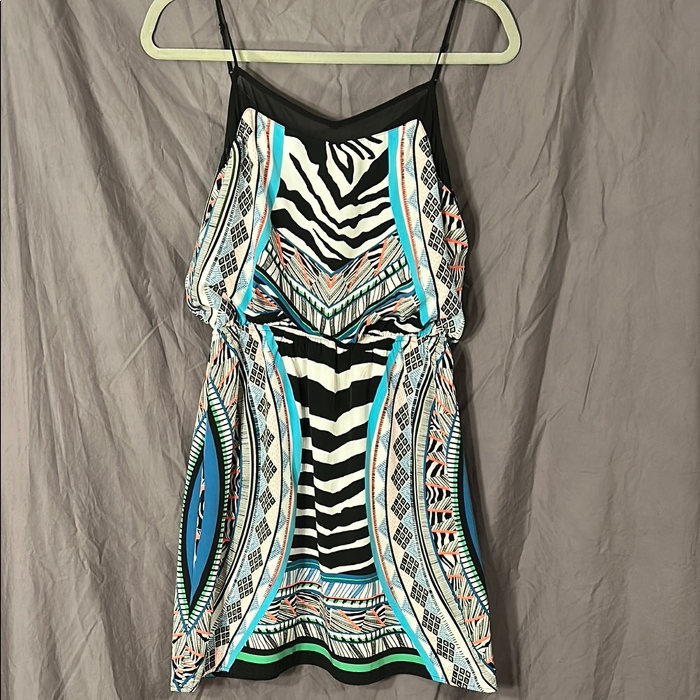 Express Blue Black Zebra Spaghetti Strap Sundress XS